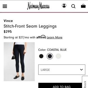 Vince Stitch Front Seamed Pants - Side Zip Navy